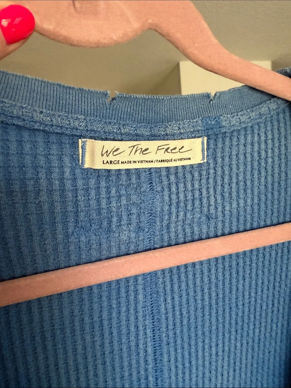 We The Free Blue Waffle Knit Oversized Boho Hipster Long Sleeve Top - Picture 6 of 8